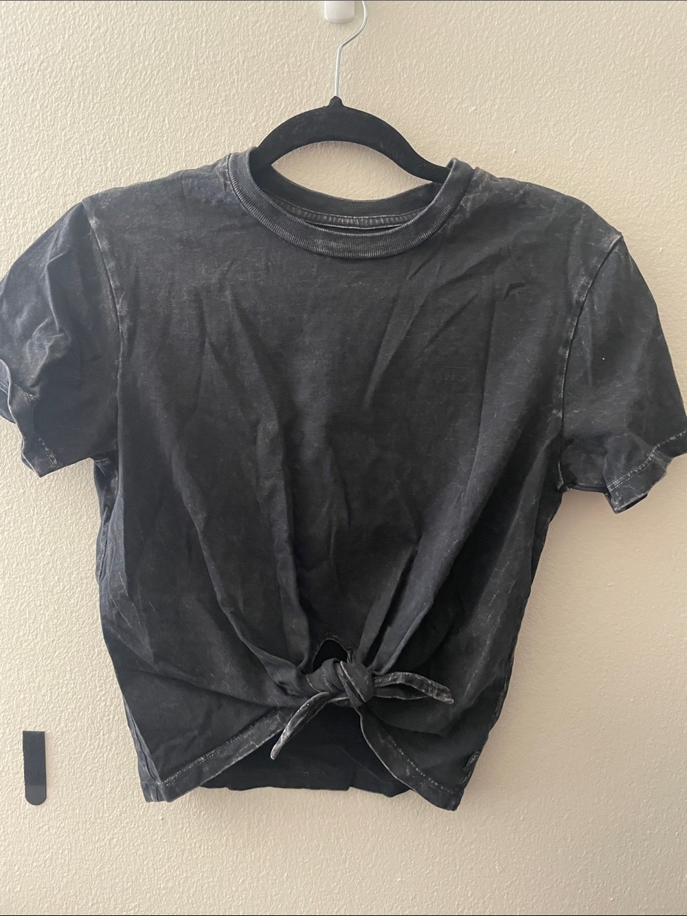 Vans Black Cropped Tie-Front Tee